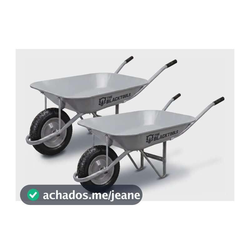 Kit 2 Carrinhos De Mão 60l Reforçado Galvanizado Caçamba Aço Cinza