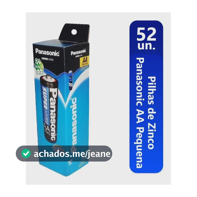 Pilha Comum Panasonic AA - tubo c/52 unidades