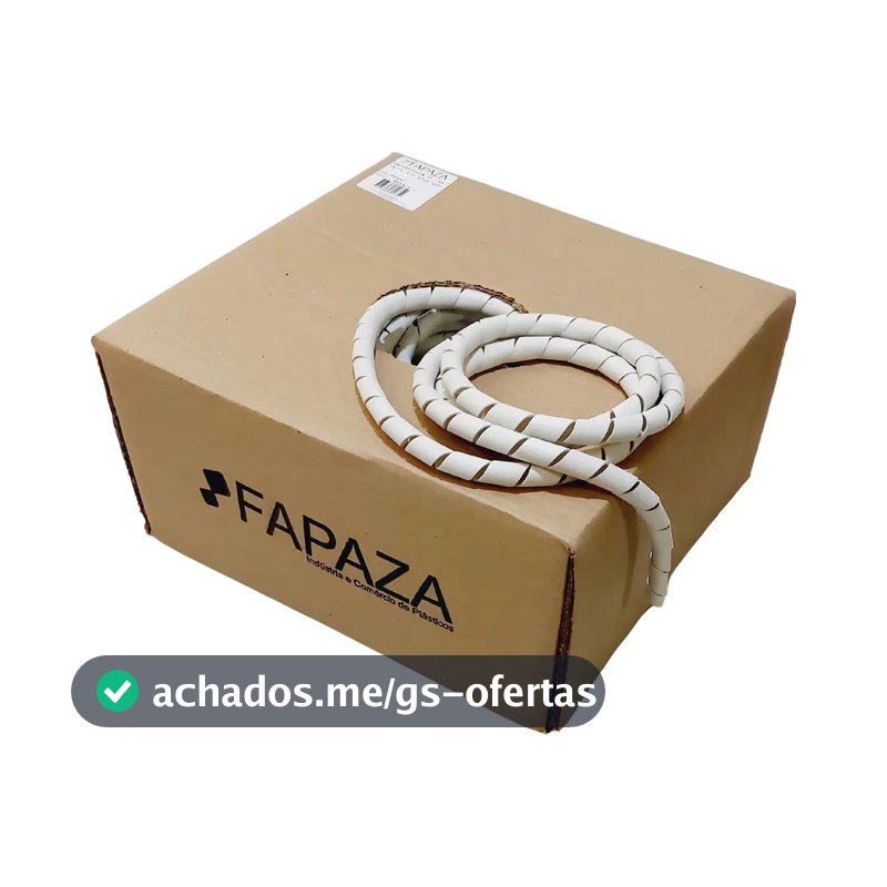 Organizador de Cabos Espiral Fapaza 1/2 Polegada 13mm Branco 50 Metros
