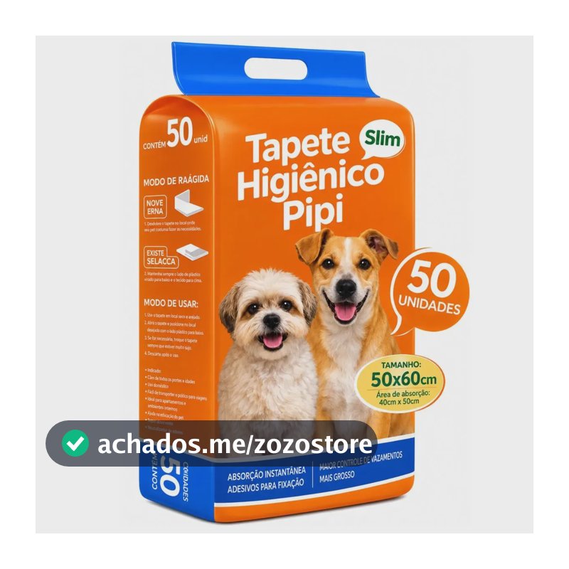 Tapete Higiênico Para Cachorro 50 Unidades 50x60cm Com Gel Absorvente Fralda Manta Pet Cão