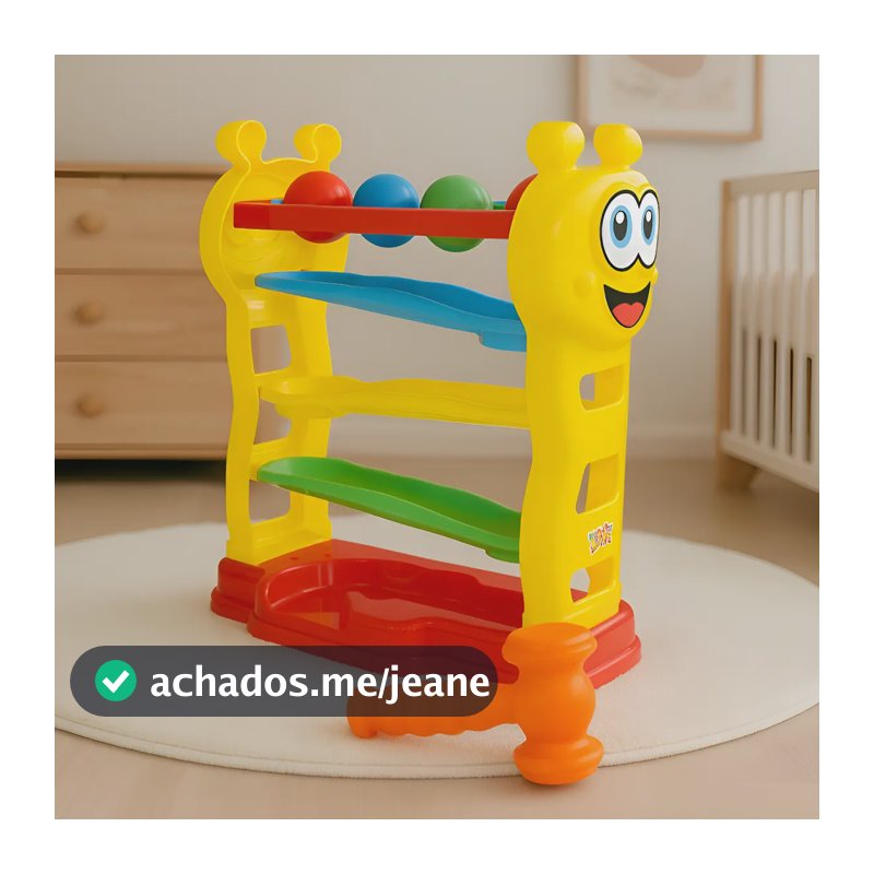 Brinquedo Educativo Baby Peia Bate Bolinha Rampa Martelinho Colorido