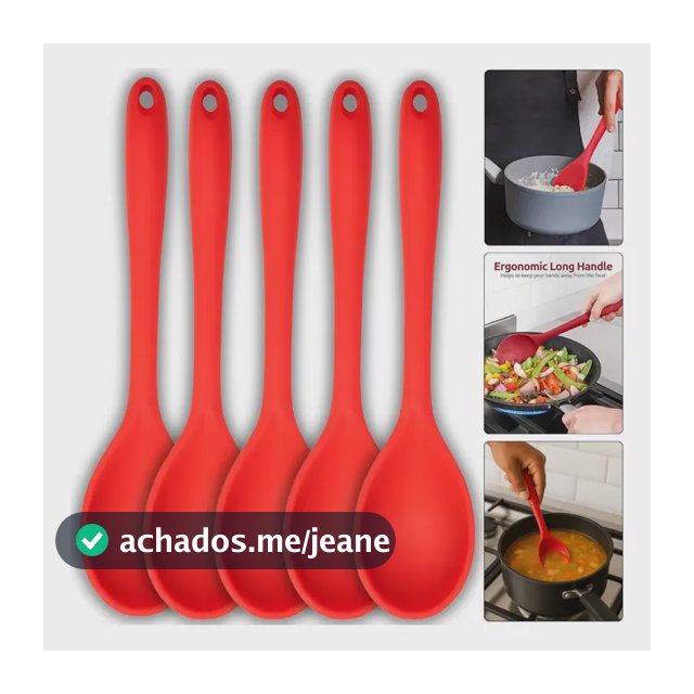 Kit 5 Colher De Silicone Para Arroz Antiaderente Grande 27cm