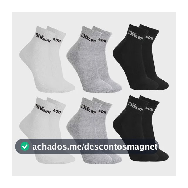 Kit 6 Pares Meias Wilson Cano Médio Masculino Adulto 38-43