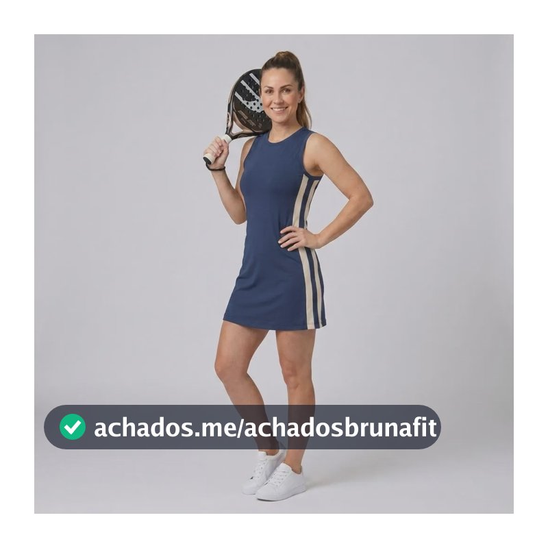 Vestido Fitness Padel-beach Tennis Esporte Soltinho Azul-marinho Canelado G