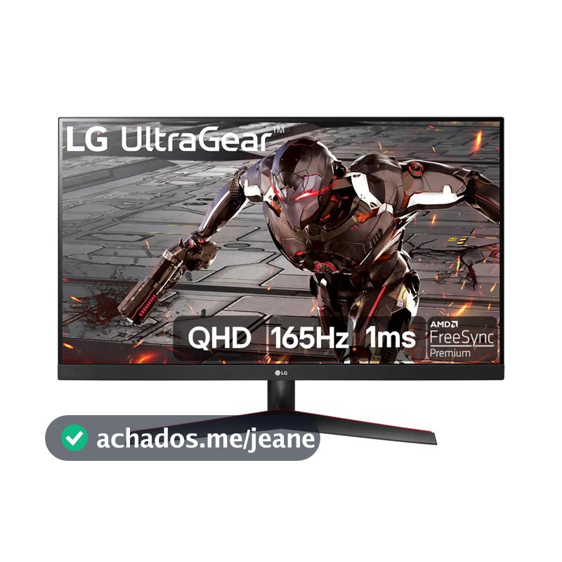 LG UltraGear Monitor Gamer 32"- VA 165Hz 1ms (MBR) QHD 2K (2560x1440) HDR10 AMD FreeSync, Preto - 32GN600 (Novo com caixa aberta)