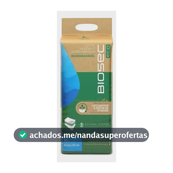 Tapete Higiênico Biodegrável Biosec Eco 60x55cm 30 Unidades Sustentável Ecológico