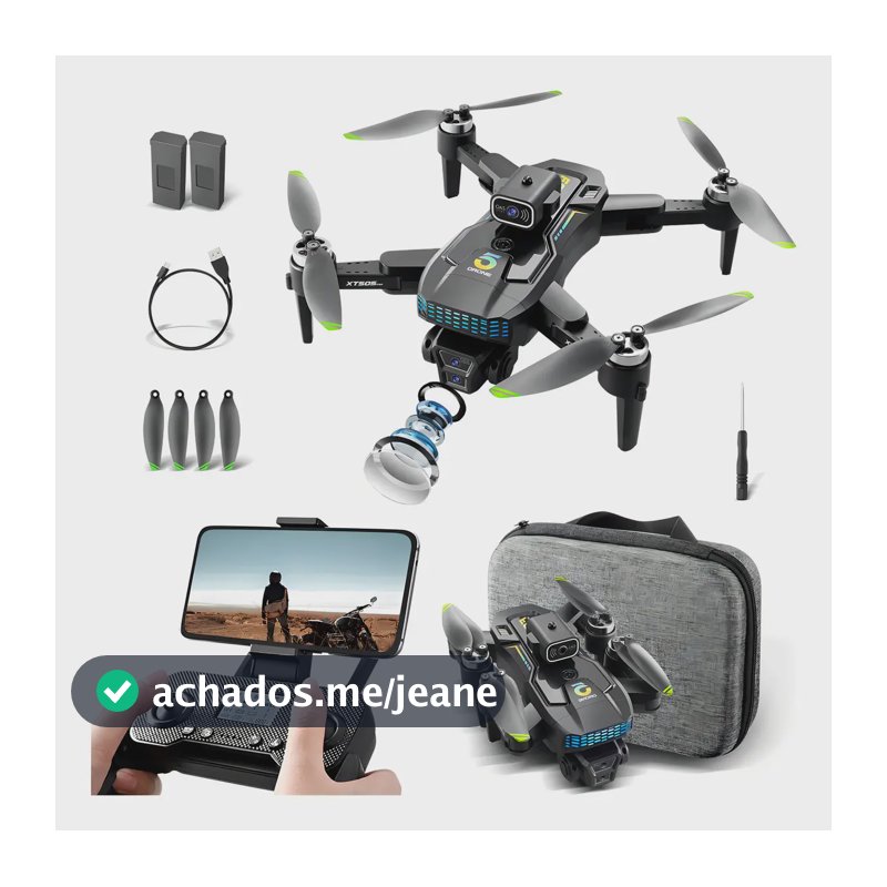Drone Profissional Xt505 Dual Cam 4k 2 Baterias Brushless Cor Preto