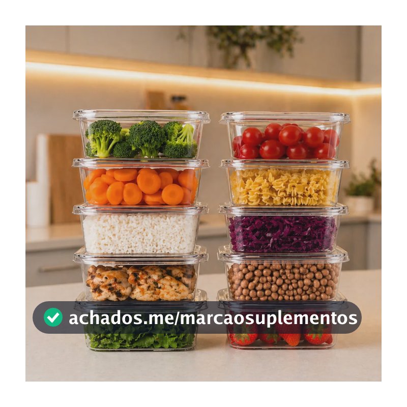 Kit 15 Marmitas Potes 500ml Livre De Bpa Freezer Microondas Transparente