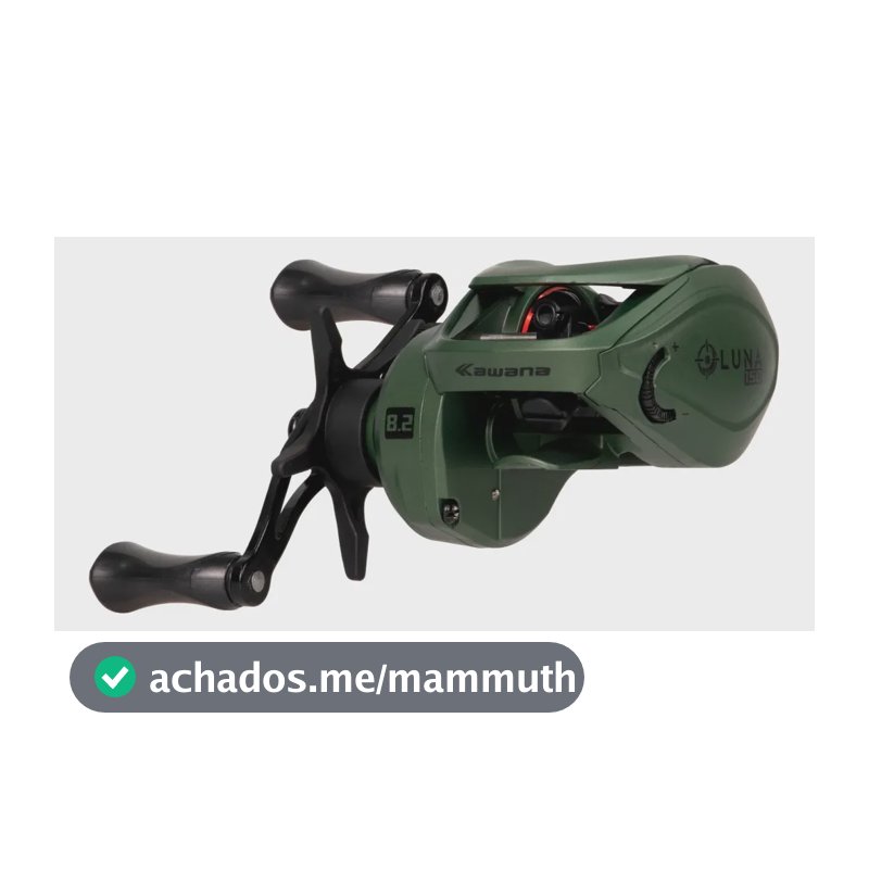 Carretilha Pesca Kawana Luna 186g Drag 8kg 8.2:1 Robusta Verde-escuro Esquerdo