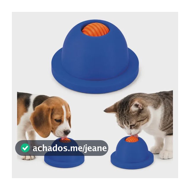 Lambedor Pet Bolinha Rotativa Tapete De Lamber Cães Gatos Azul