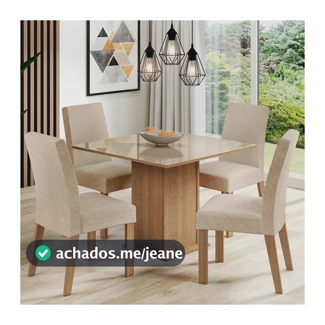 Sala Jantar Madesa Evelin Mesa Tampo Vidro Com 4 Cadeiras Cor Rustic/Crema/Imperial Desenho do tecido das cadeiras Liso