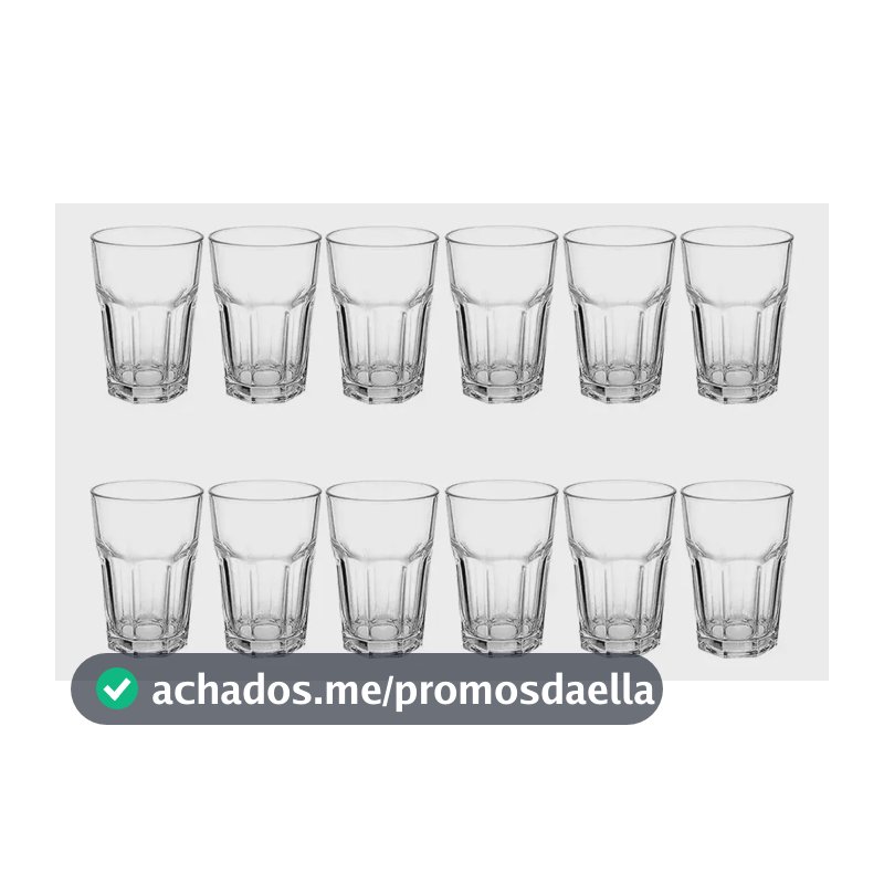 Jogo C/ 12 Copos De Vidro Grosso 340 Ml Resistente