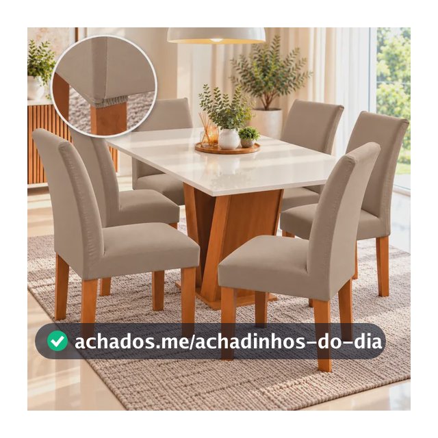 Kit 6 Capa Cadeira Jantar Malha Spandex Lisa E Estampada