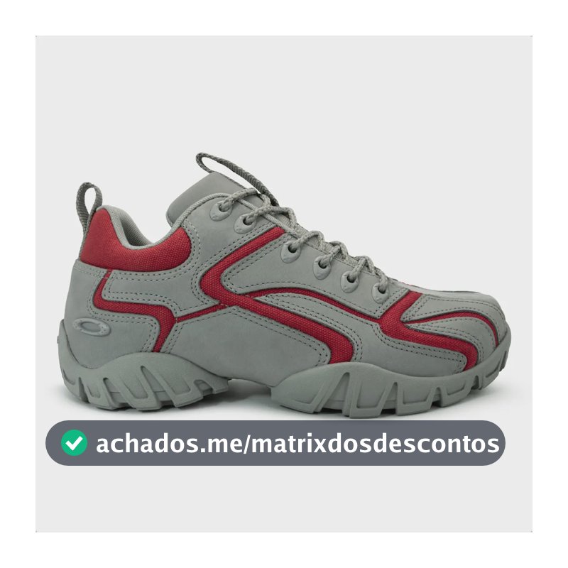 Tênis Masculino Oakley  Flak Iii Original Couro Cinza E Vermelho 39 Br