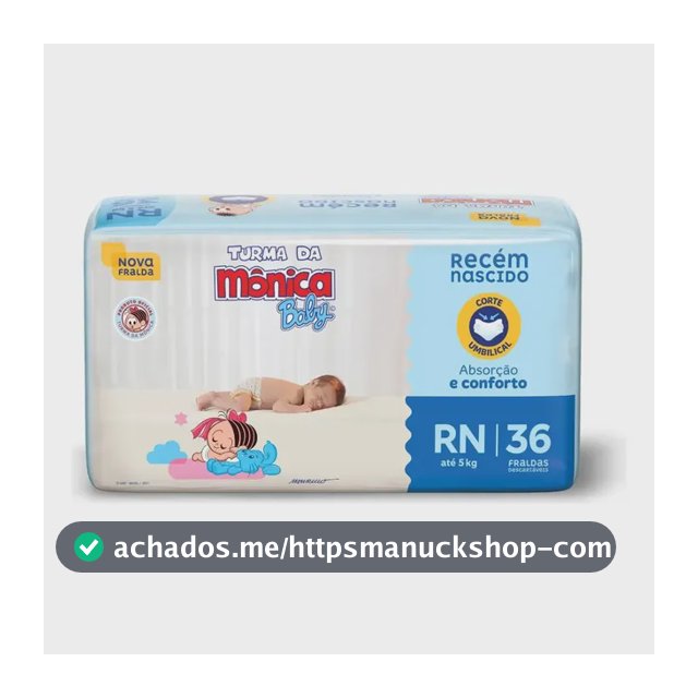 Fralda Descartável Turma da Mônica Baby Recém-Nascido RN Pacote 36 Unidades