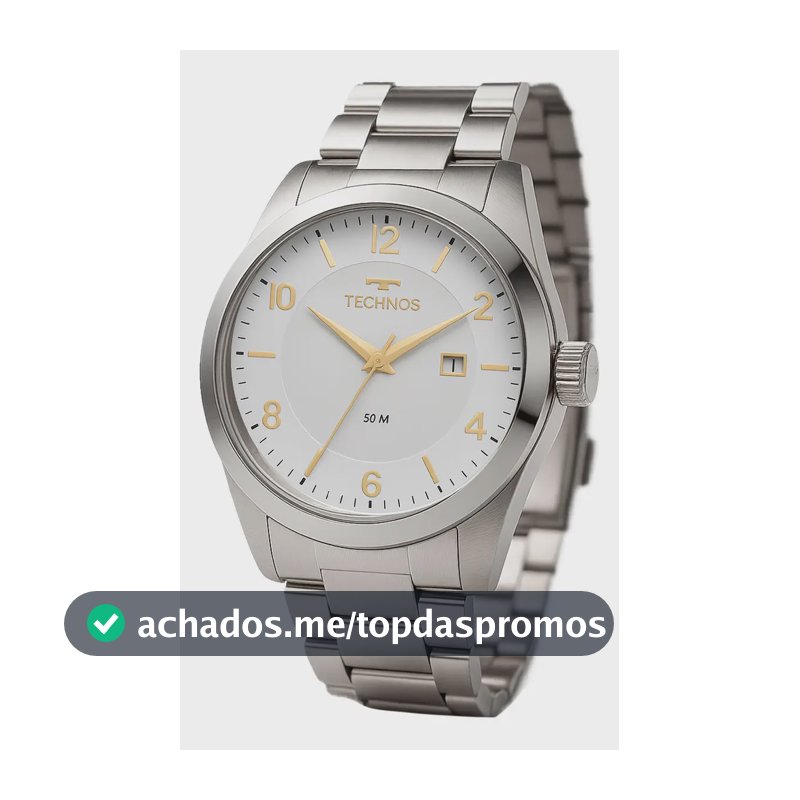 Relógio Technos Masculino Steel Prata Quartz Aço Inox Com Calendário