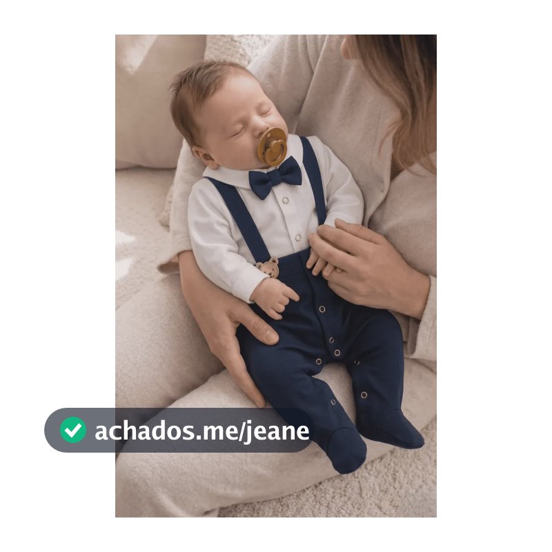 Macacão Bebê Suspensório Menino Nika Baby Azul-marinho 0 A 3 Meses
