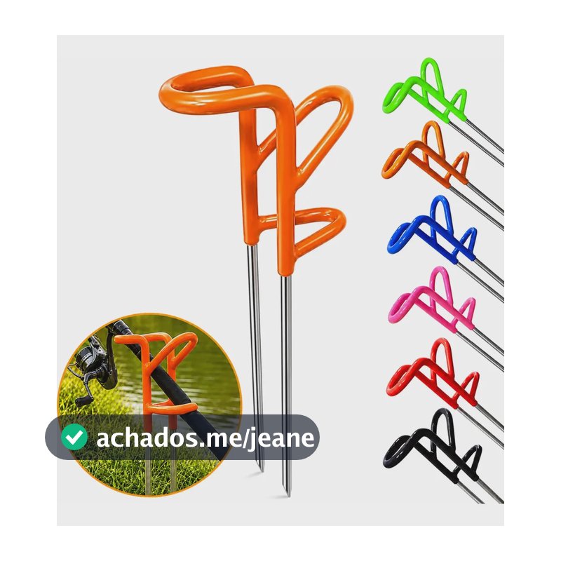 Suporte Vara Pesca Emborrachado Reforçado Resistente 36 Cm Laranja
