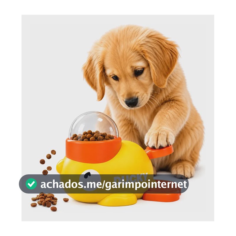 Brinquedo Pet Alimentador Interativo Dispenser Ração Cães Amarelo