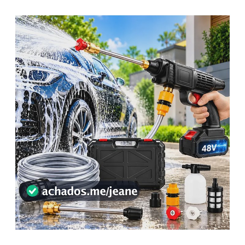 Lavadora Alta Pressão Portátil Lavajato 48v Sem Fio Multius Preto 127/220v
