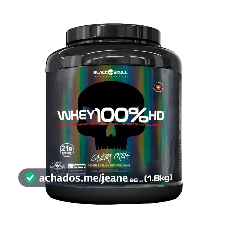 Whey 100% HD Pote 1.8kg Cookies and Cream Black Skull