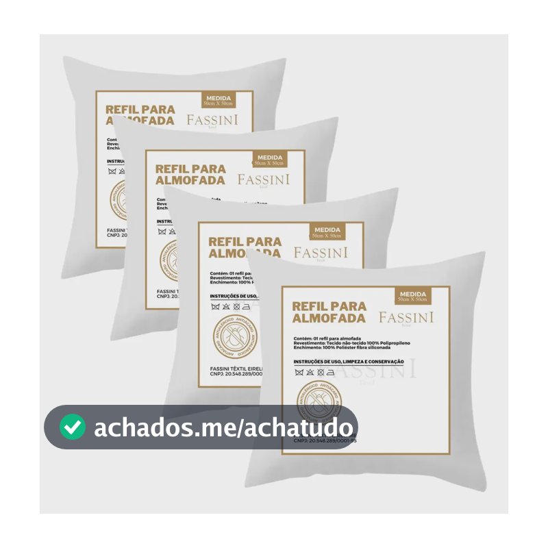 Kit 4 Enchimentos Recheio Almofadas Refil 50x50 Liso