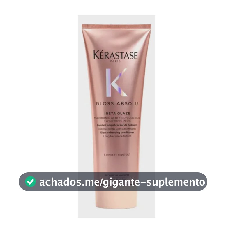 Kérastase, Condicionador, Gloss Absolu, Insta Glaze, para todos os tipos de cabelos, ação anti-frizz com Ácido Hialurônico, Ácido Glicólico e Óleo de Rosa Silvestre, potencializa o brilho, 250ml