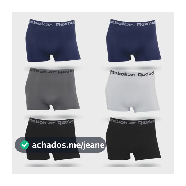 Kit 6 Cuecas Boxer Reebok Sem Costura - Sortido 1