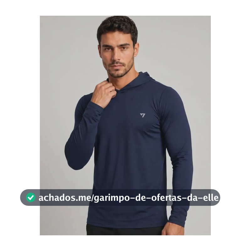 Camisa Térmica Manga Longa Com Capuz Proteção Solar Uv50+ Azul-marinho Azul G