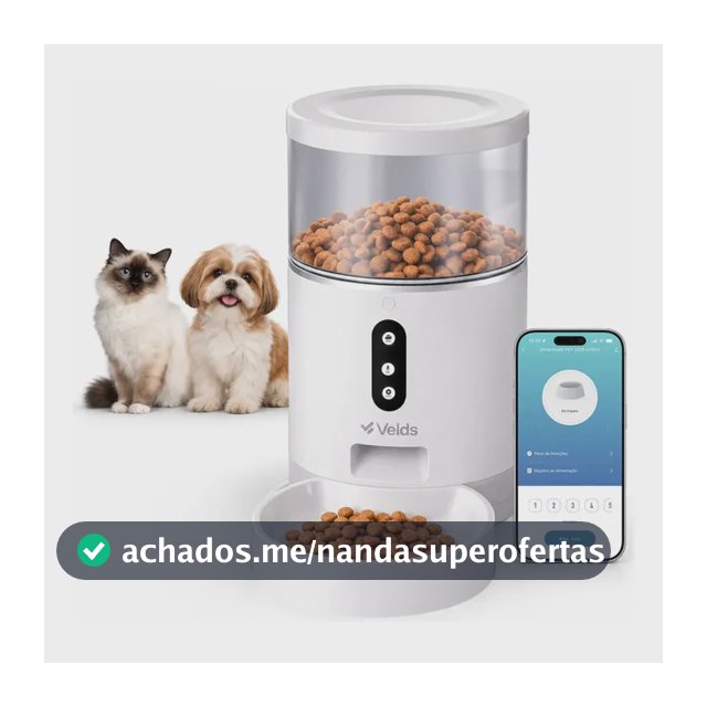 Comedouro Automático 4L Velds para Cães e Gatos com App e Programação de Porções, Branco