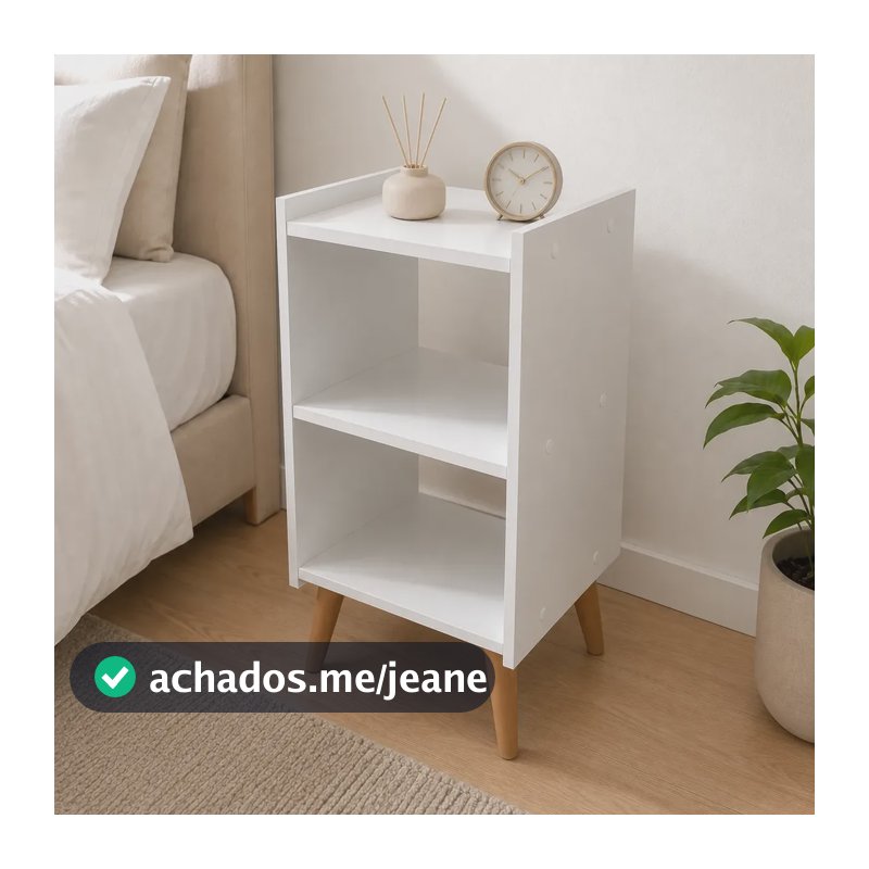 Mesa Cabeceira Retrô Nicho Quarto Apoio Cama Solteiro Casal Brilhante Branco