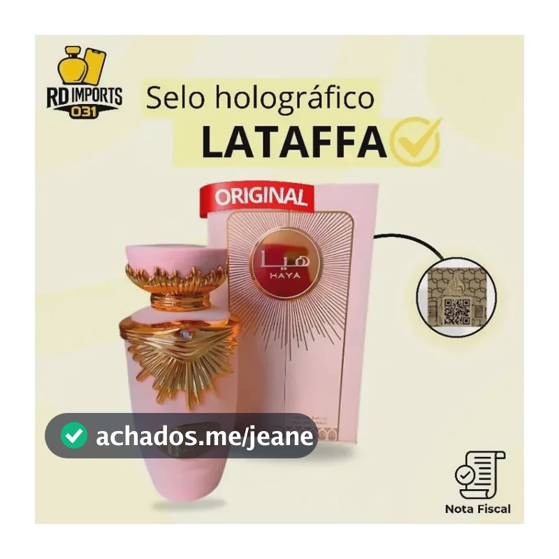 Perfume Árabe Importado Haya Rosa Lattafa 100ml Edp - Original Feminino Com Selo Holográfico Lacrado
