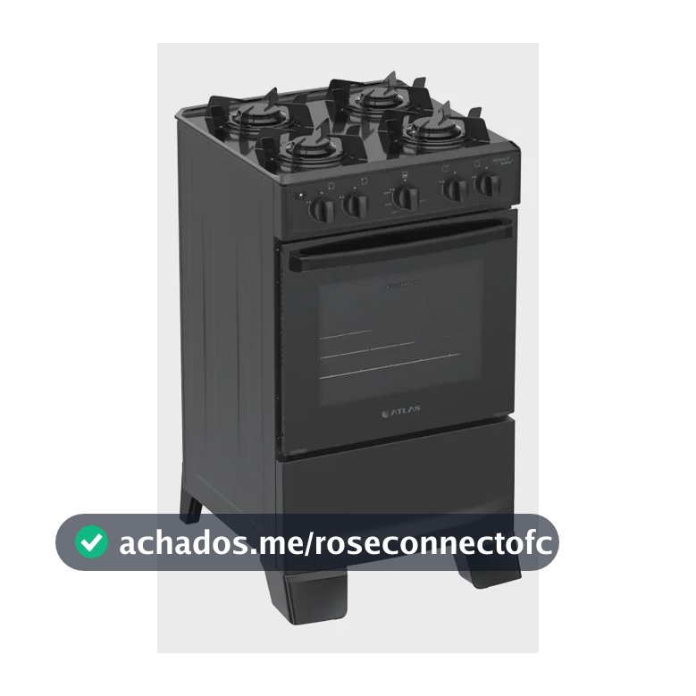 Fogão 4 Bocas Atlas Mônaco Lustro Automático Mesa De Aço Esmaltado Preto