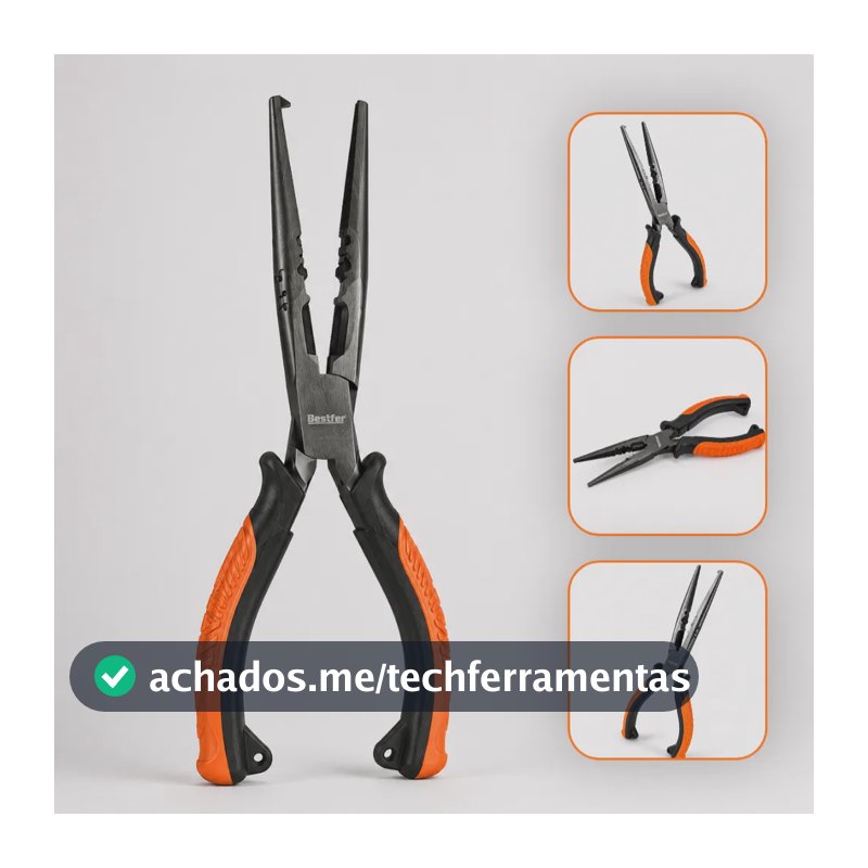 Alicate Pesca Bico Longo 8,5 Bestfer Aço Carbono