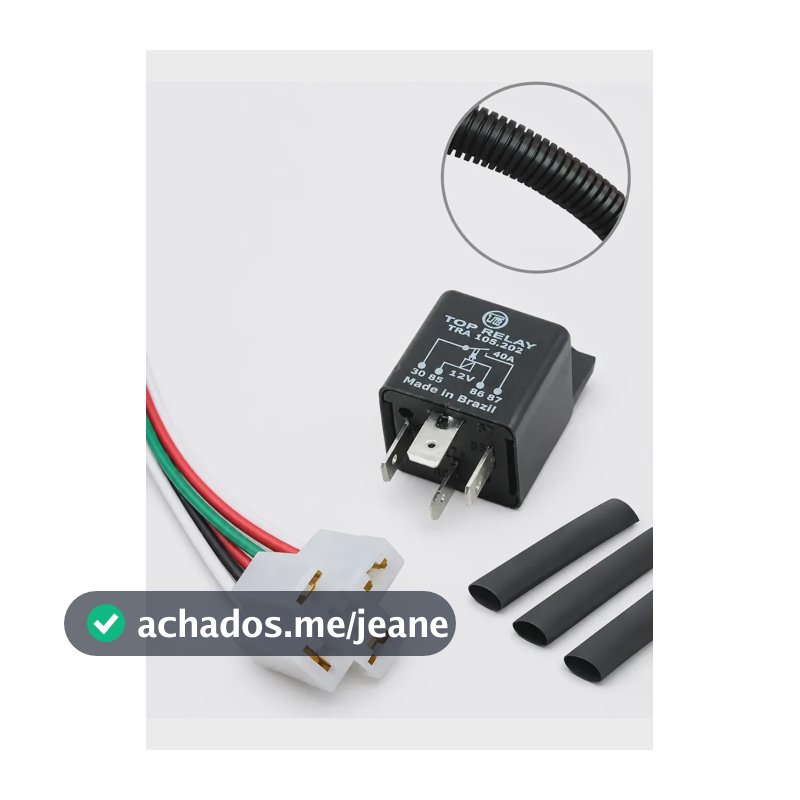 Relê Auxiliar Automotivo 4 Pinos Universal 12v 40a + Chicote