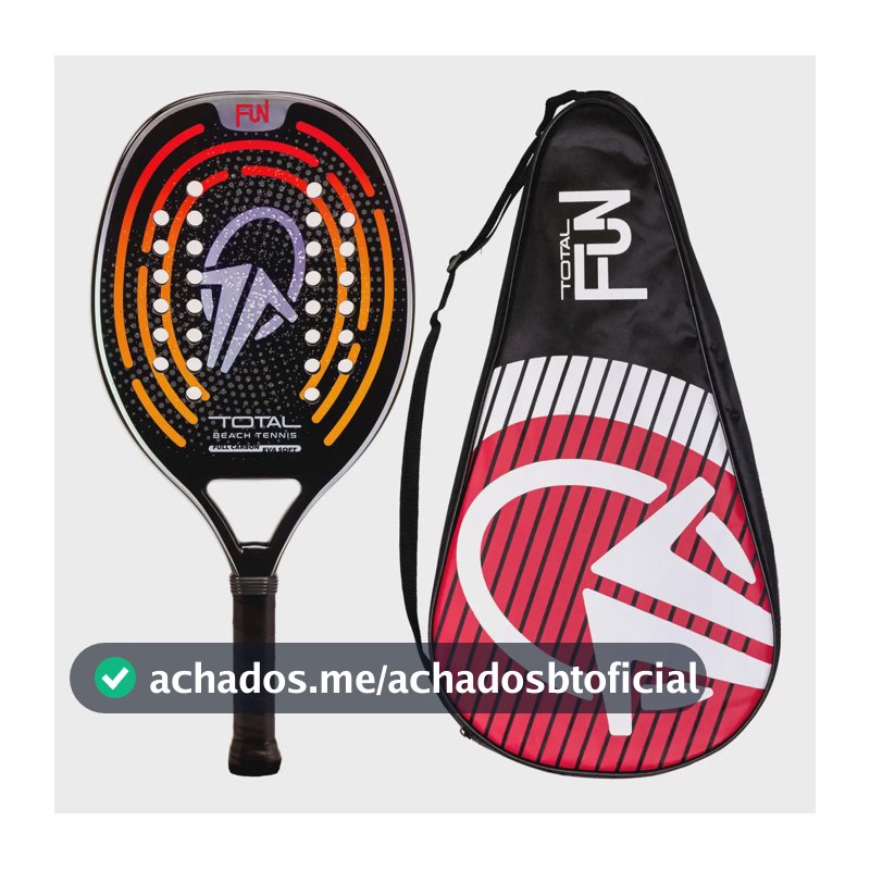 Raquete Beach Tennis Carbono Total Fun + Capa Brinde Leve Equilibrada
