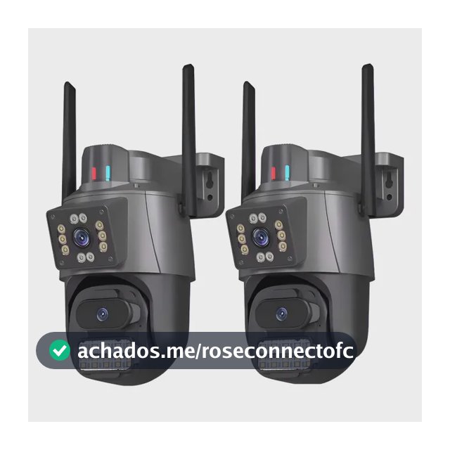 Kit 2 Câmera Segurança Ip App Icsee Lente Dupla Cor Preto