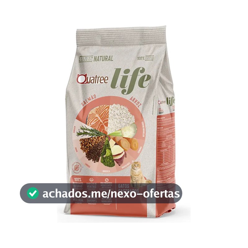 Ração Quatree Life Para Gatos Castrados Salmão E Arroz 10,1 kg