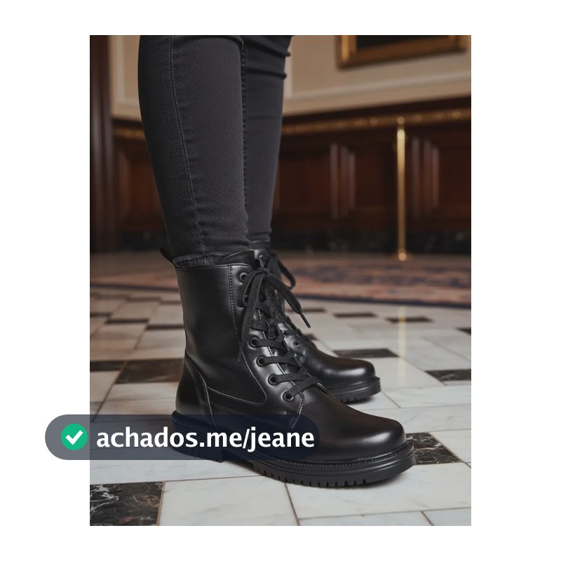 Bota Coturno Montaria Mooncity Feminino 72191 Preto Preto Liso 34 Br