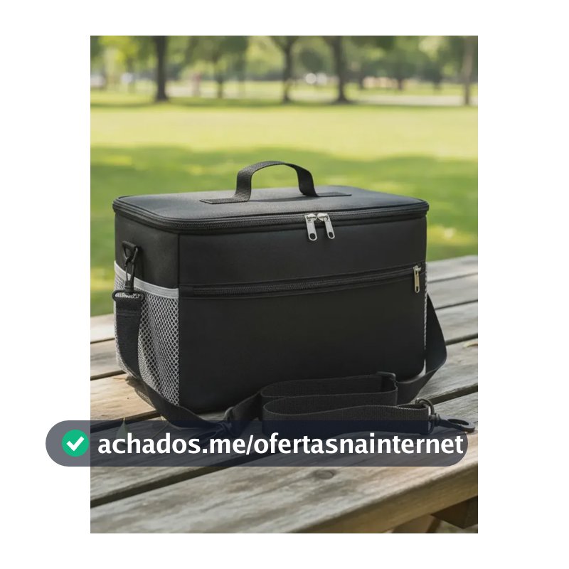 Bolsa Térmica Cooler Praia Passeio Bag Marmita Bebida 18L Preto