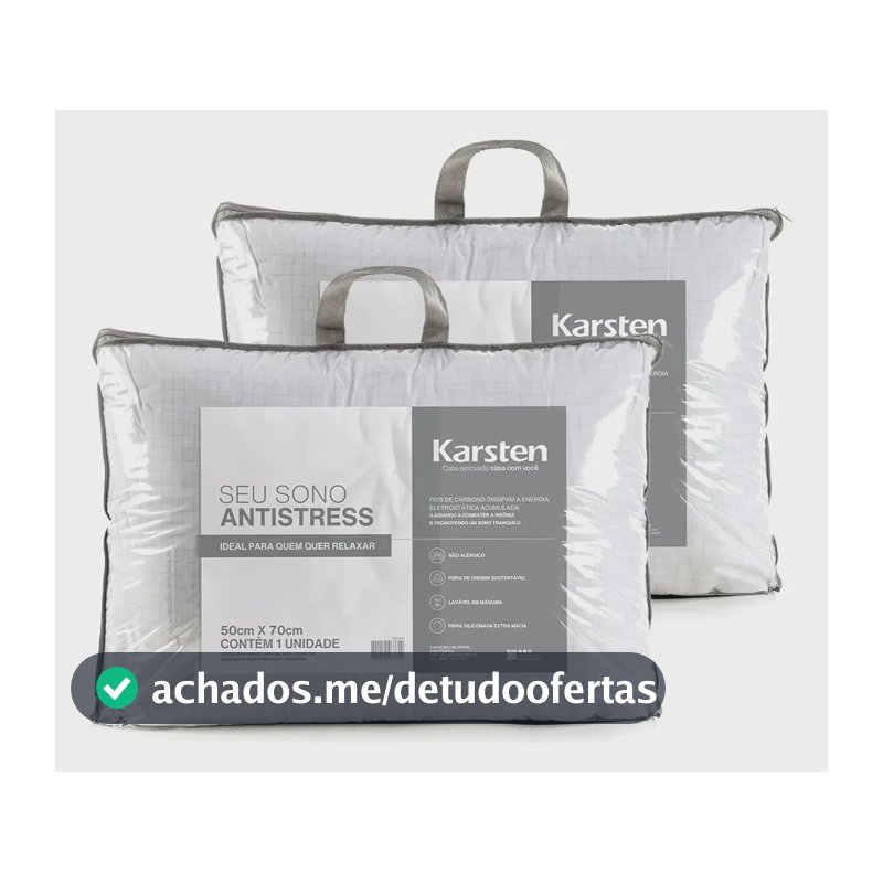 Kit 2 Travesseiros Antialérgico 50x70cm Hotelaria Karsten