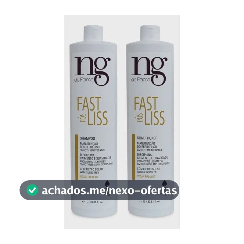 Kit Shampoo e Condicionador Ng de France Pós Fast Liss para Alisamento, 2 Litros