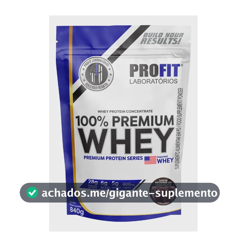 Whey Protein 100% Concentrado Premium 840g - Profit Sabor Brownie De Chocolate
