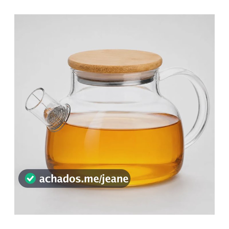 Chaleira De Vidro 1000ml Bule Chá Com Infusor Vai Ao Fogo Filtro Tampa De Bambu Transparente Jarra Café Leite Resistente