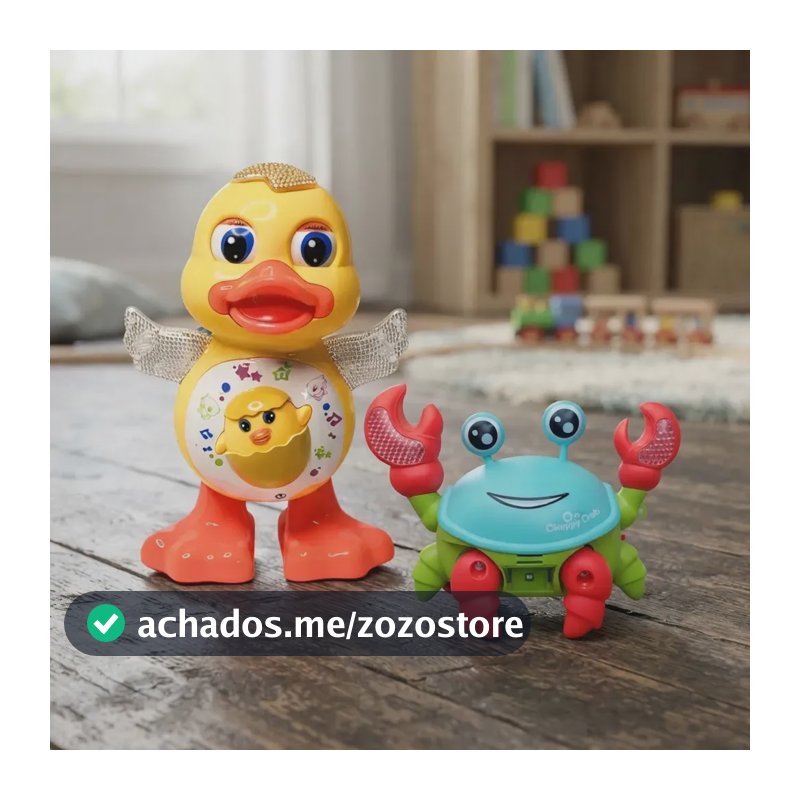 Kit Brinquedos Pato Dançante E Caranguejo Fujão Infantil