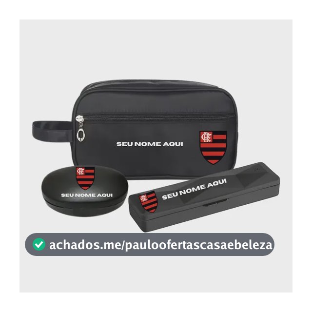 Kit Bolsa Necessaire Porta Escova Personalizada Time Nome Flamengo