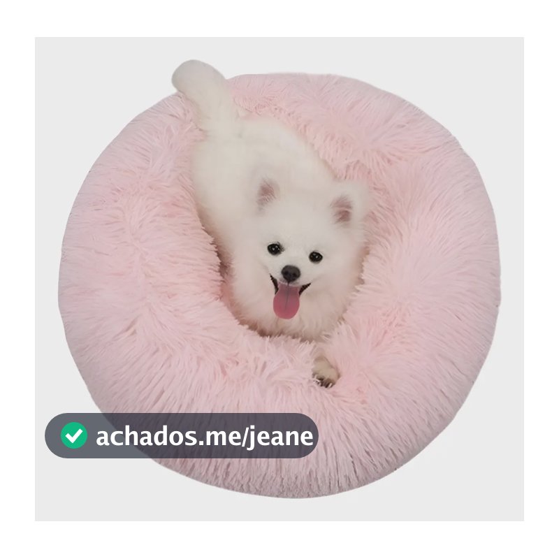 Cama Pet Donut Pelucia Redonda 60x60 Caminha Nuvem Gato Cão Cor Rosa-claro Desenho Liso