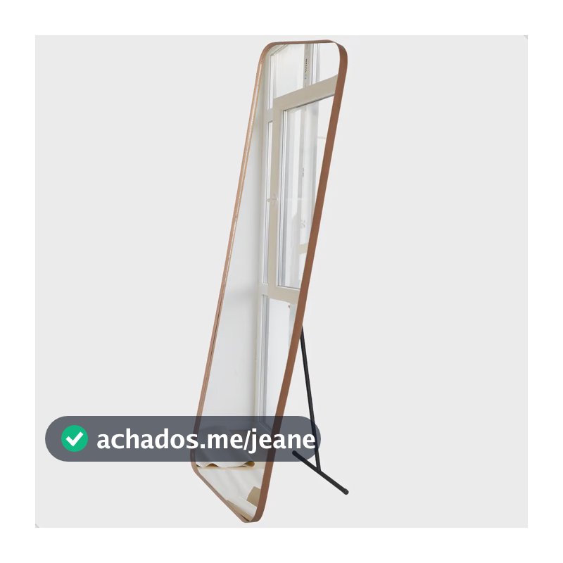 Espelho Grande Retângular 150x50cm C/ Suporte De Chão Moldura Caramelo