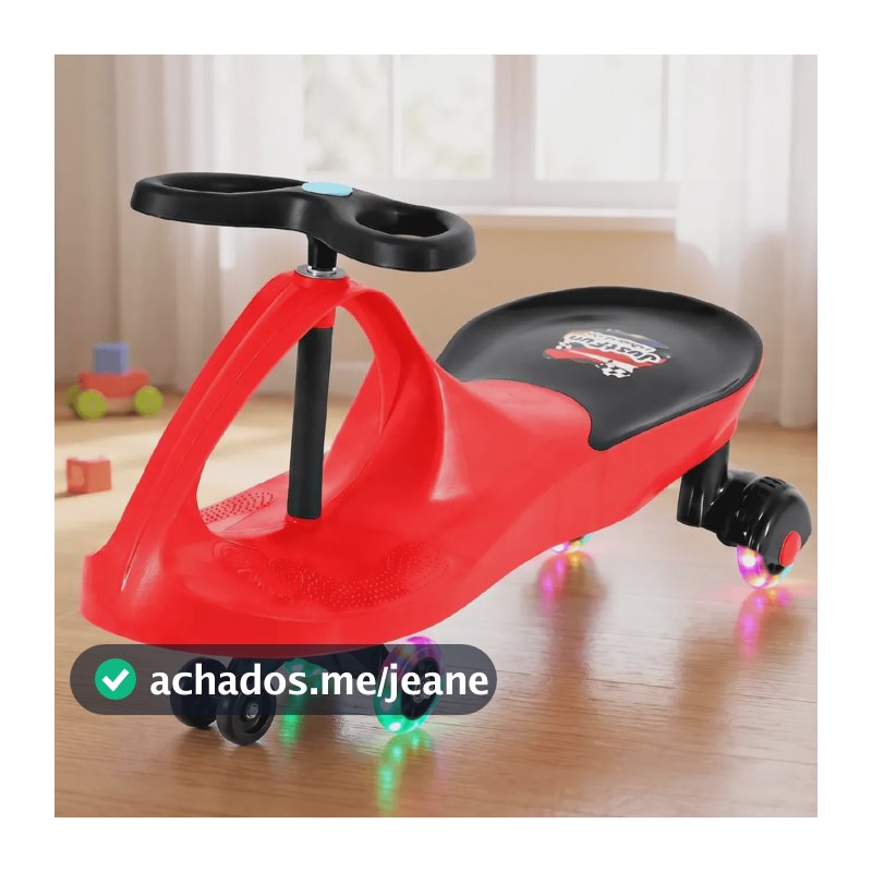 Carrinho Rolimã Car Drift Infantil Volante Gira 360° Triciclo Com Roda Led Colorido Cor Vermelho Justfun Brinquedos