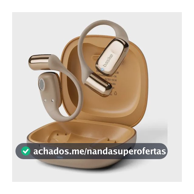 Basike Fone De Ouvido Concha Bluethooth Sem Fio Profissional Esportivo Com Mic Orelha Gancho IPX6 A Prova D'Água Enc Cancelamento Ruido Som Alto Grave Forte Para Corrida Academia Musculação - Bege